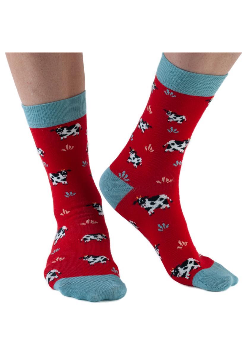 Doris & Dude Cow Socken red Bambus Bio-Baumwolle 36-40