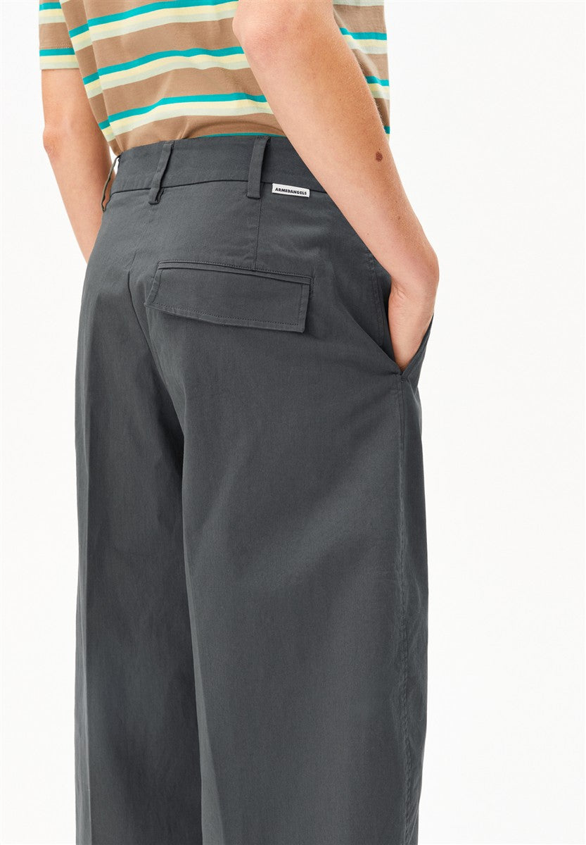marlowe nature Barrel Leg Twill Pant Hose dark steel Bio-Baumwolle