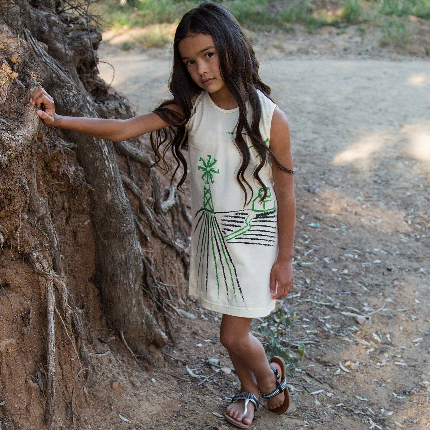 Infantium Victoria T-Shirt Kleid Windmühle weiß 128
