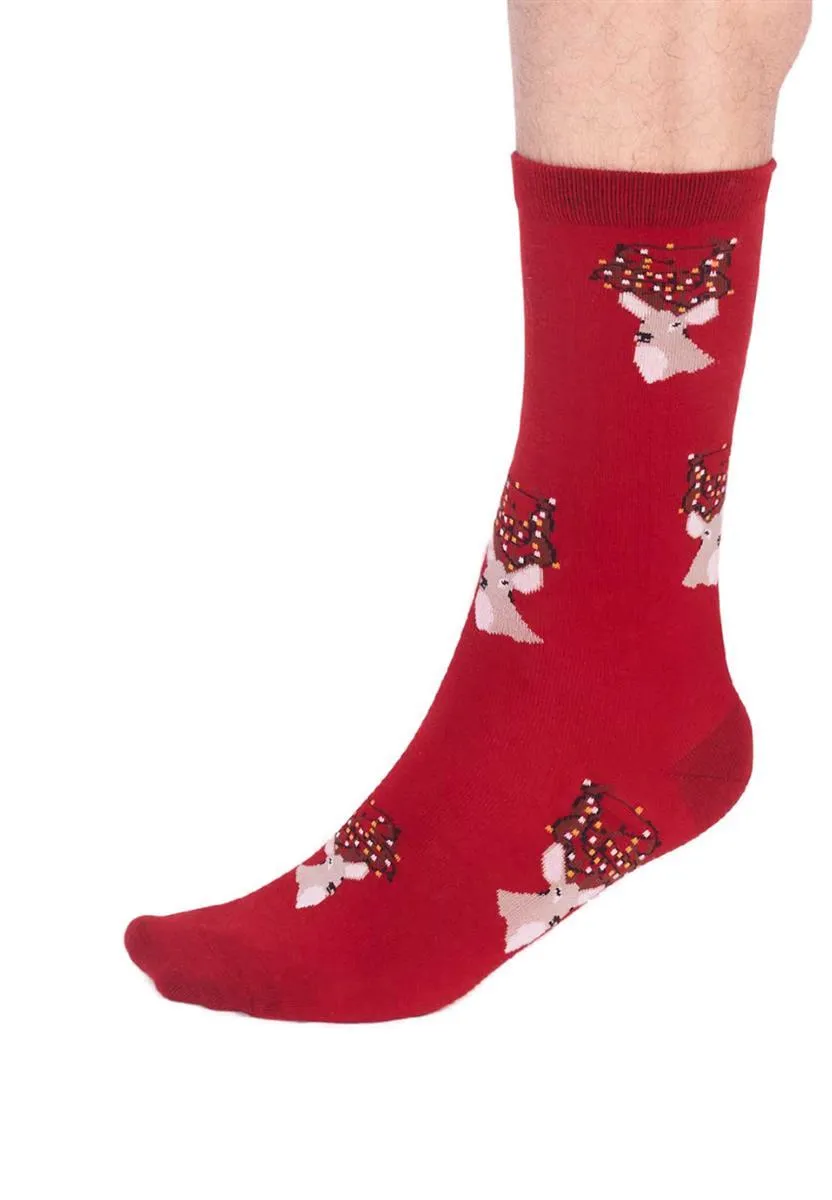 marlowe nature Celyn Christmas Stag Socks bright red 41-46