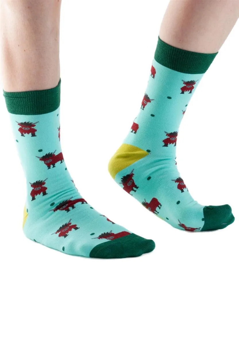 marlowe nature Highland Cows Socken mint 36-41 Bio