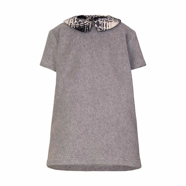 Infantium Victoria Babykleid grau Gr.80 Baumwoll-Fleece Karokragen