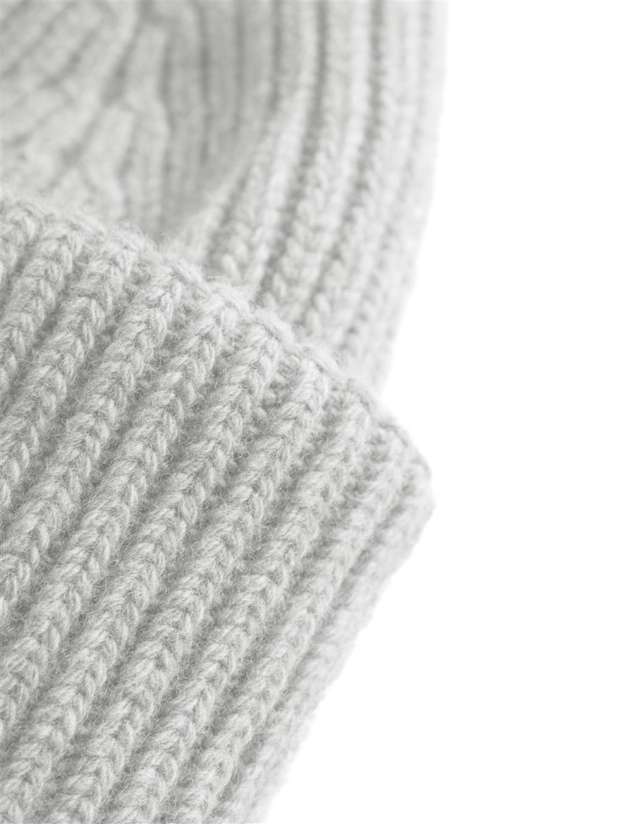 Knowledge Cotton Big Rib Beanie asley blue Wolle One Size Rippenstrick