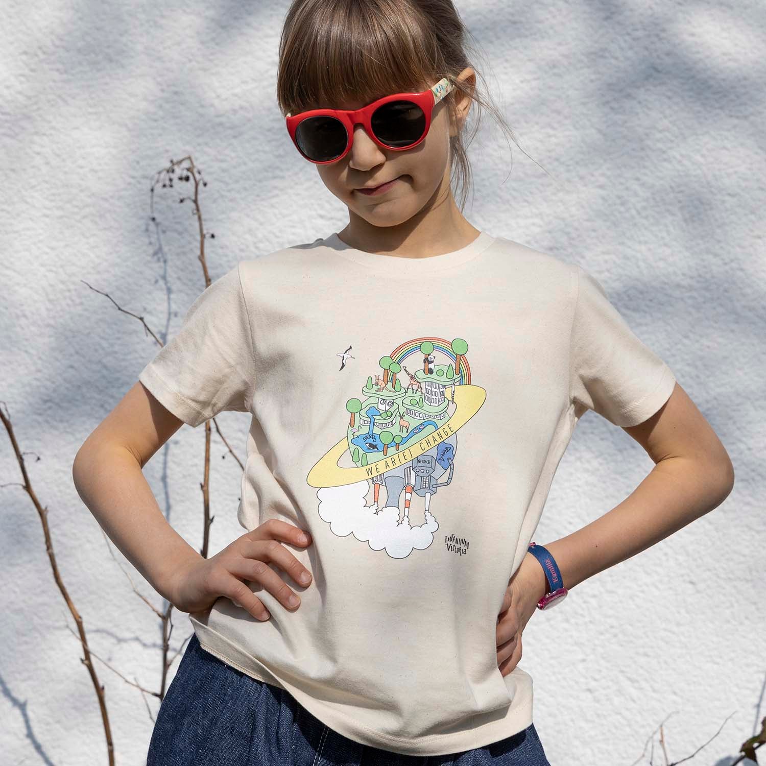 Infantium Victoria Earth Day Print T-Shirt beige Bio-Baumwolle