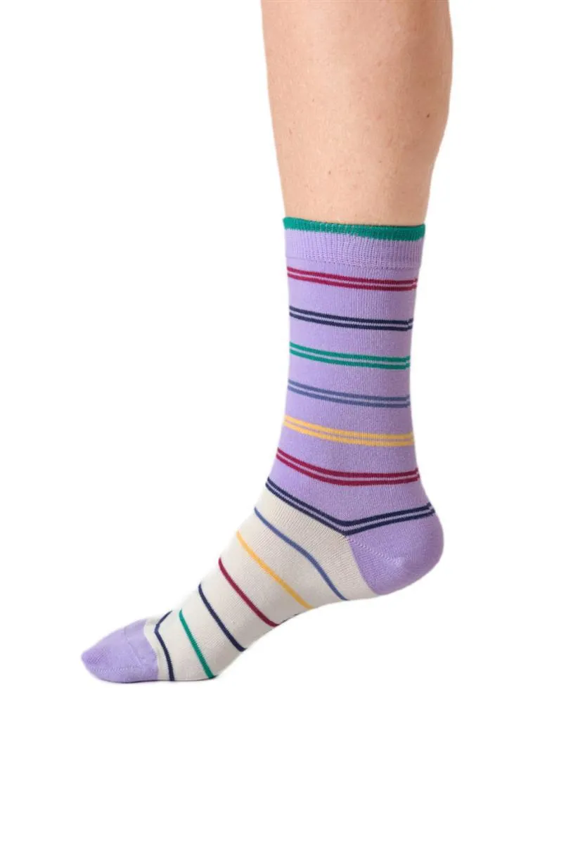 Thought Colour Block Stripe Socken lavender Bambus 37-41