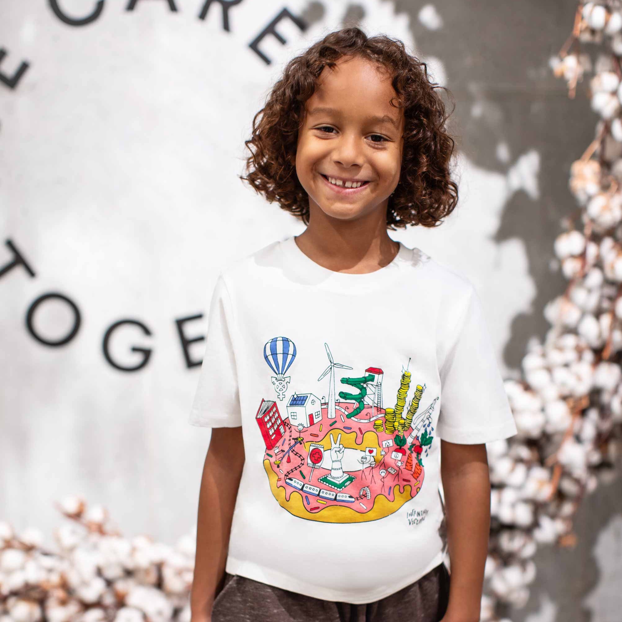 Infantium Victoria T-Shirt Kinder Weiß Donut Gr.92 Bio