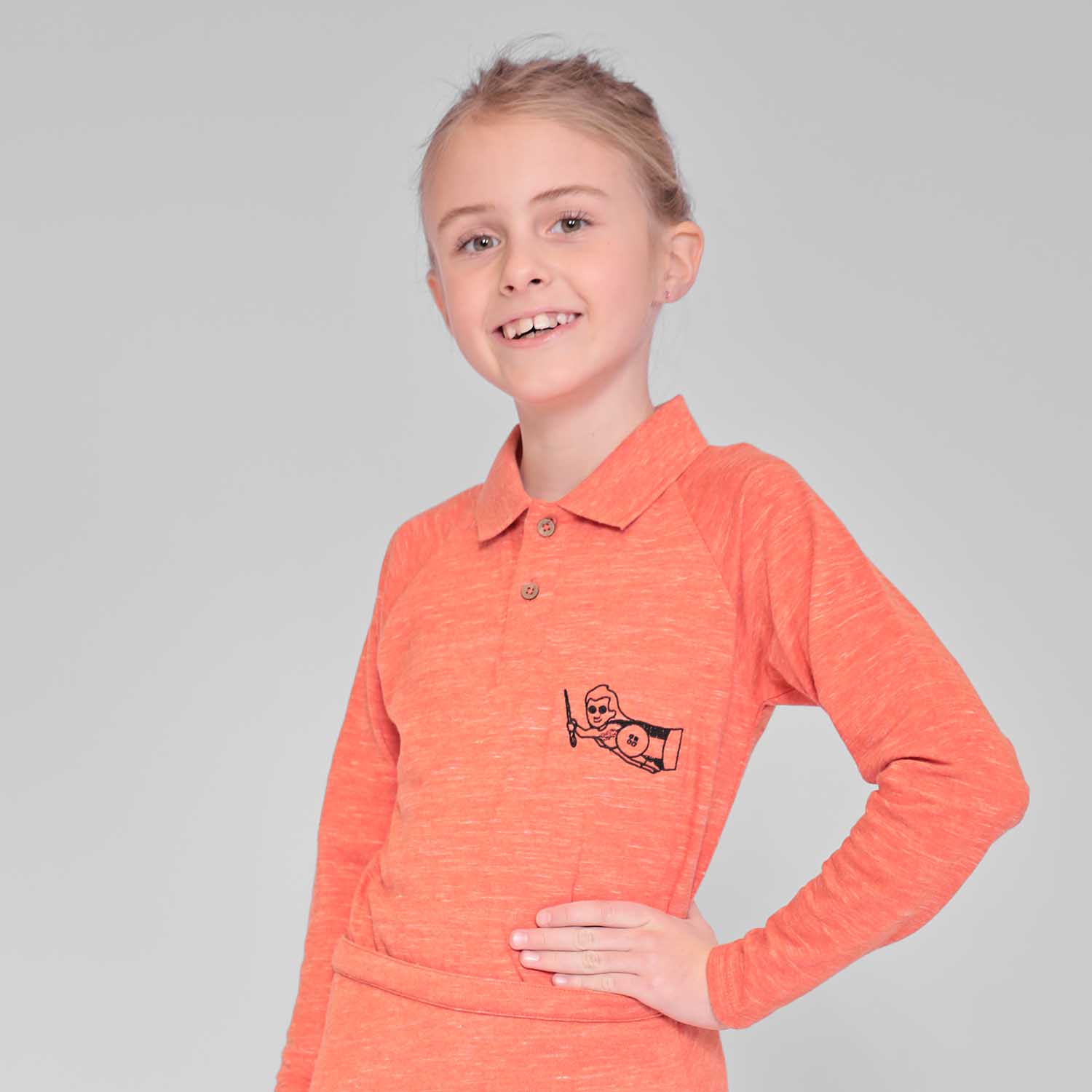 Infantium Victoria Polo Shirt Orange 116 Bio-Baumwolle Langarm