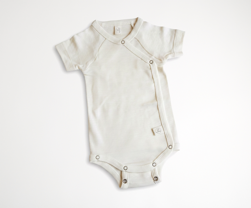 Naturkind Wolle Seide Body kurzarm Babybody Marineblau GOTS