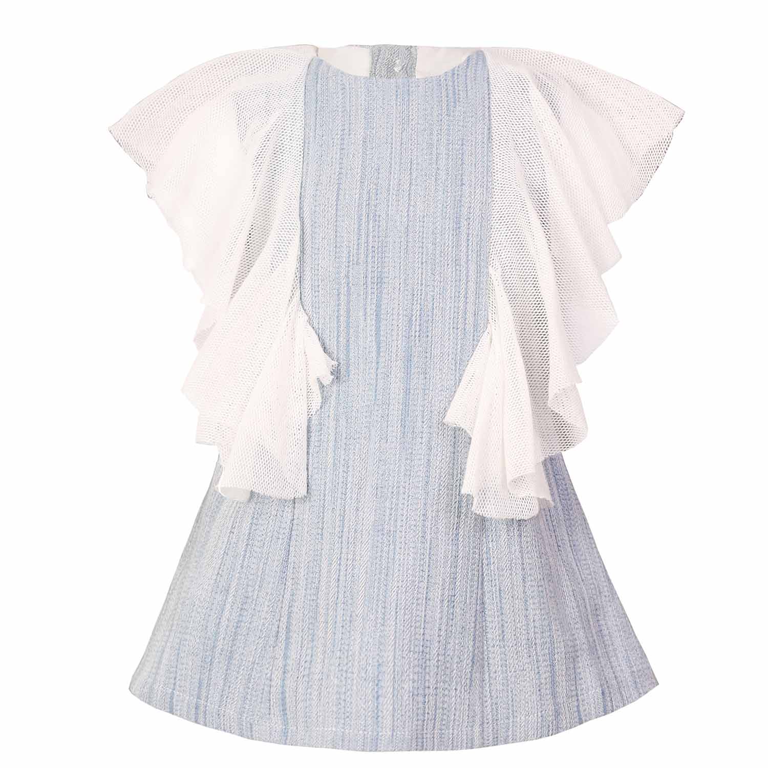 Infantium Victoria Babykleid Blau Tweed Tüll Baumwolle