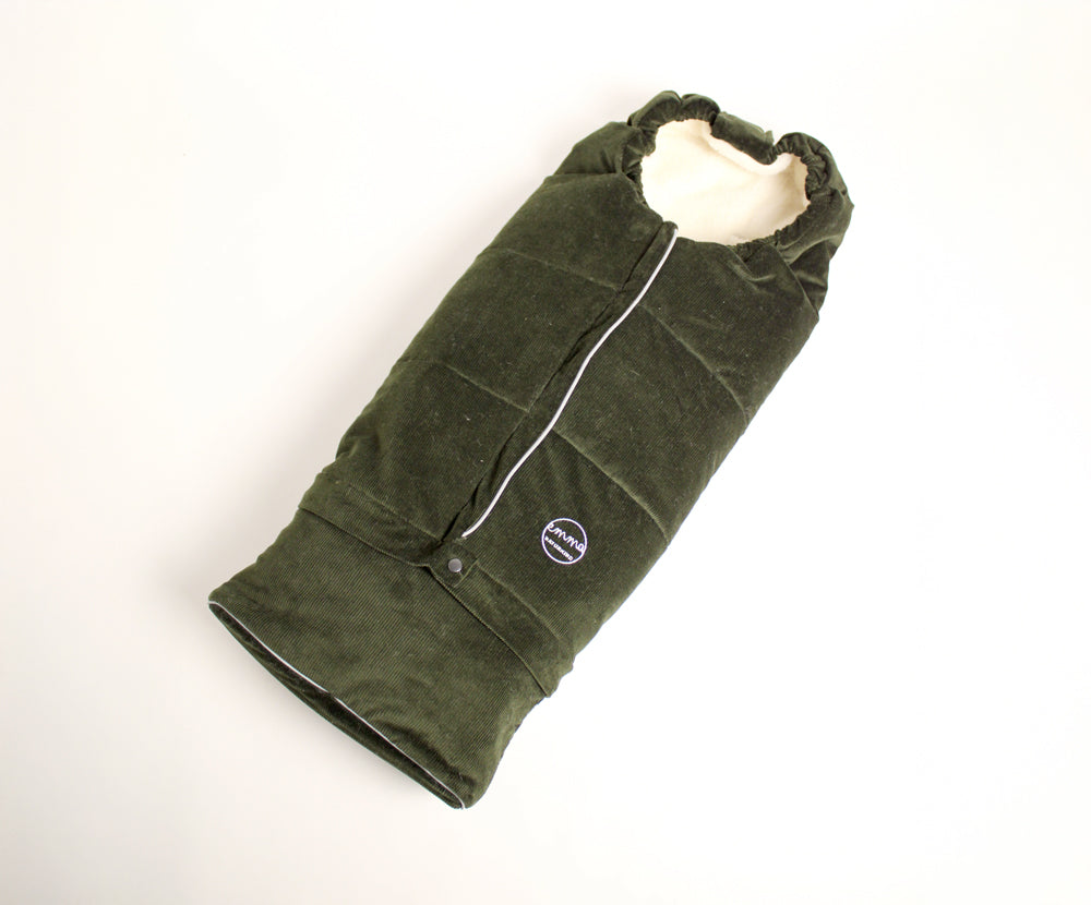 Naturkind Emma Wollfußsack Jade Set mit Wollmuff Merinowolle