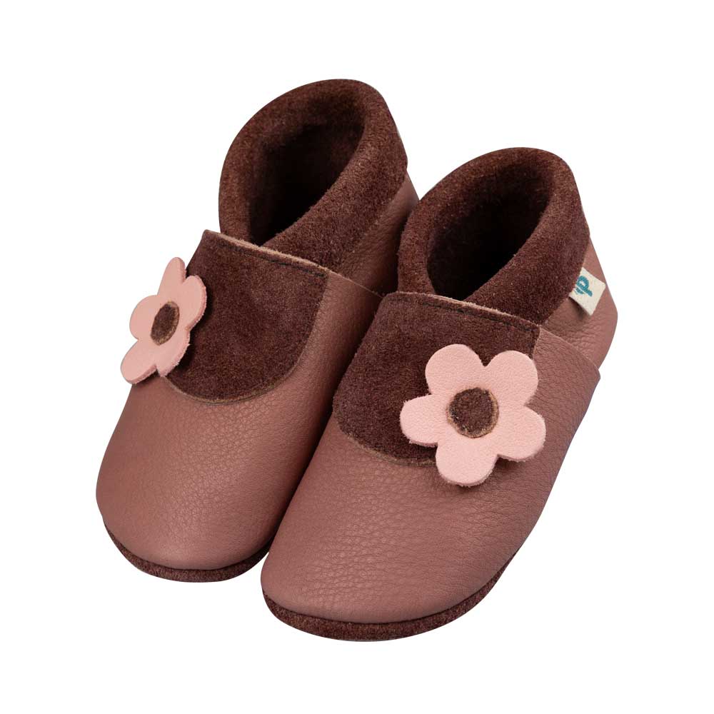Pantolinos Flair Blume Krabbelschuhe Leder Rosa