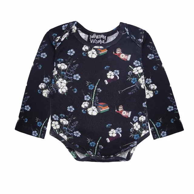 Infantium Victoria Floral Baby Body Schwarz 80 Bio-Baumwolle
