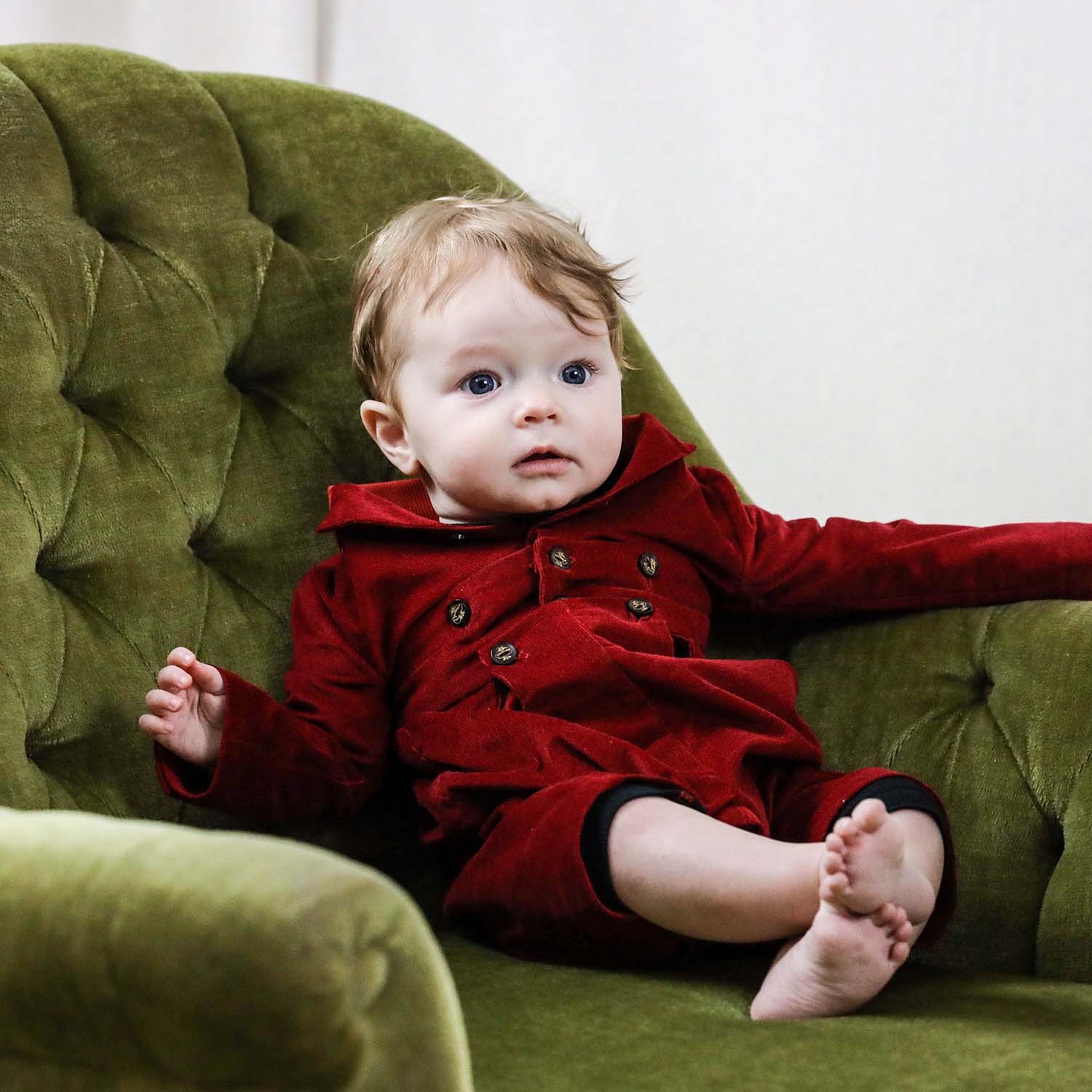 Infantium Victoria Corduroy Romper Baby Rot 80 Samt Baumwolle