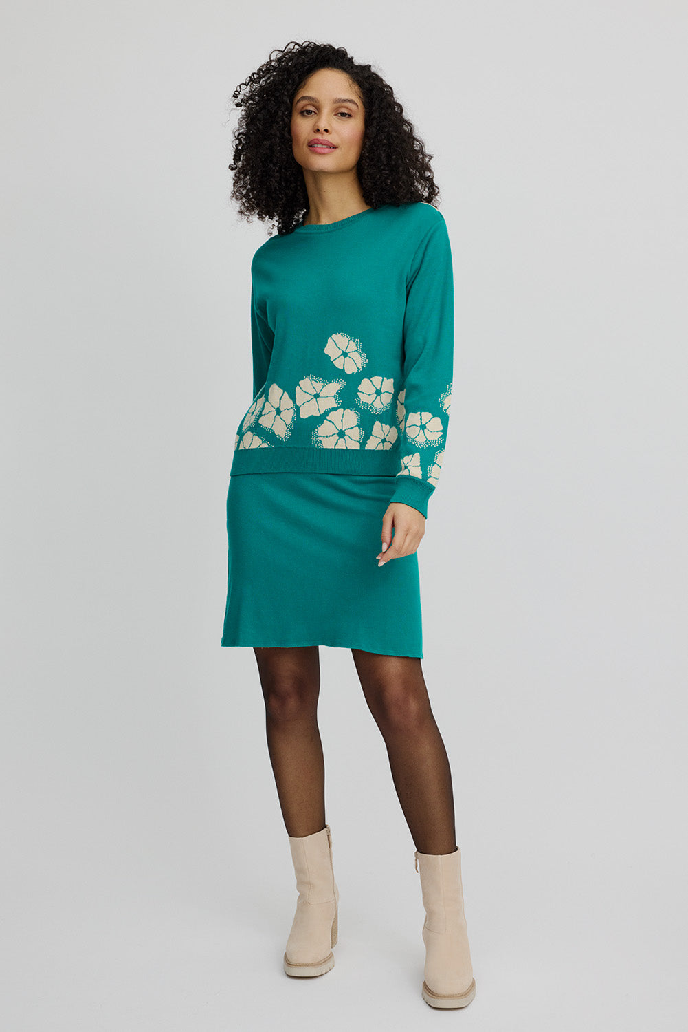 marlowe nature Jaquard-Pullover Strickpullover bay flowers Bio