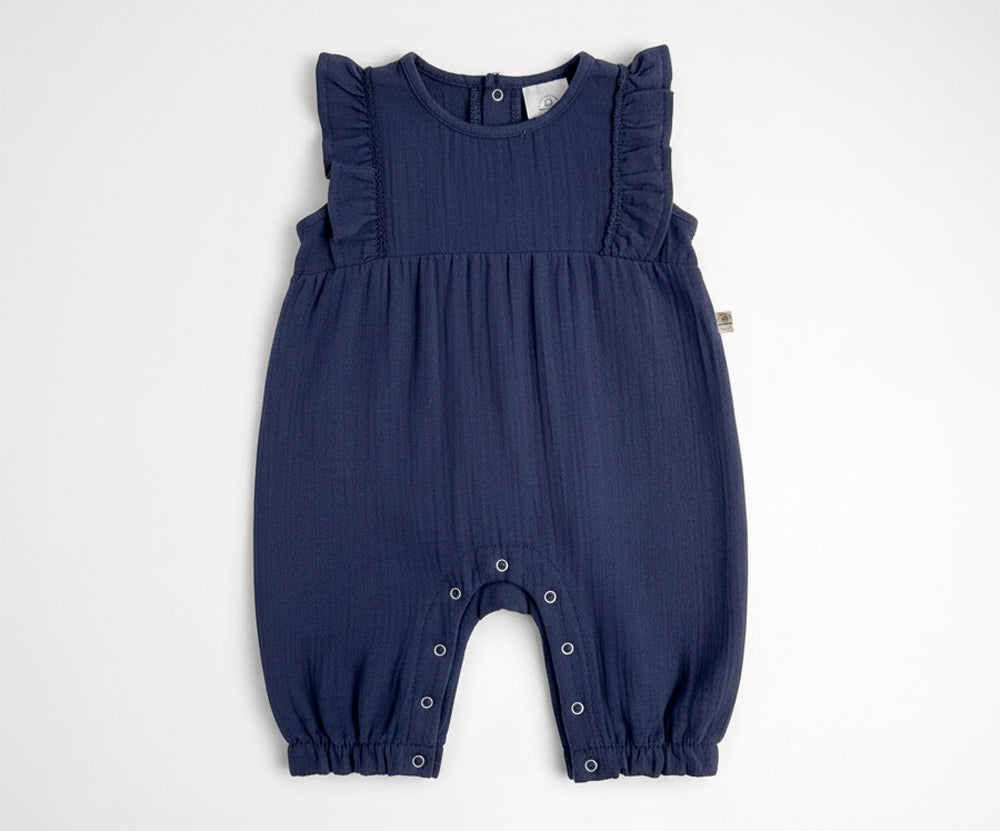 Naturkind Musselin Jumpsuit GOTS Babyoverall Navy 62/68