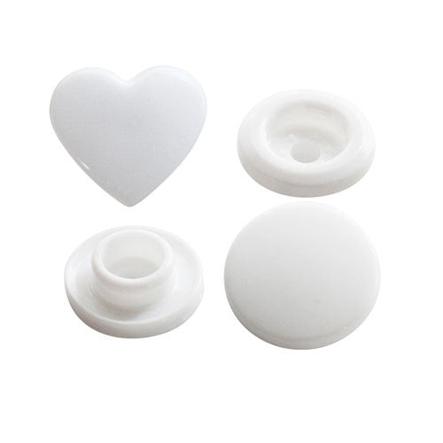 Kam Snaps Hearts B03 White Druckknöpfe 50 Sets Herz