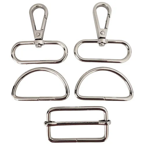 Kam Snaps Bag Hardware Gurtband Set 5-tlg 38mm Silber
