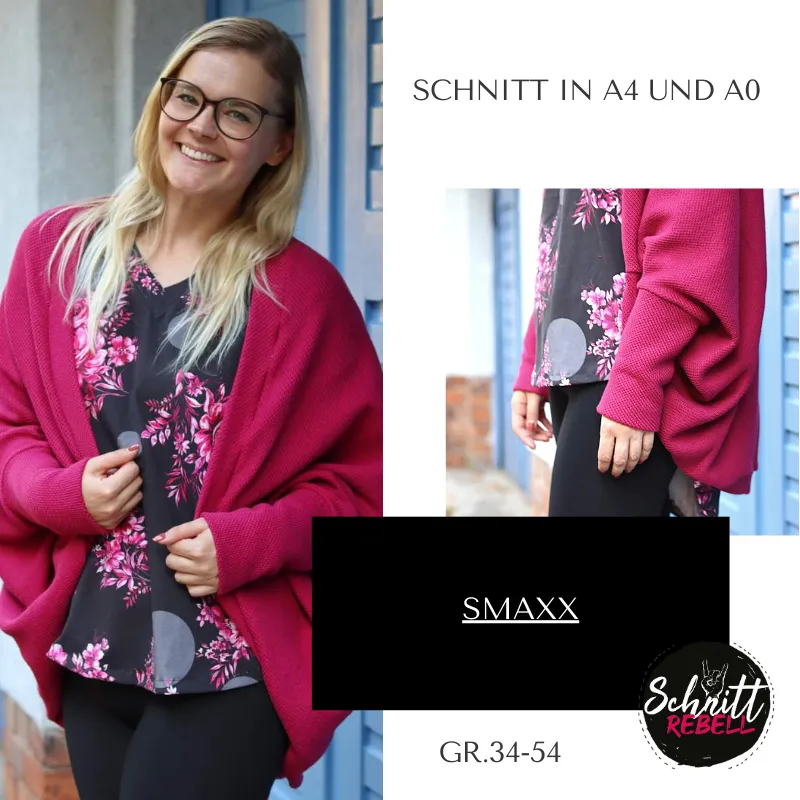 Schnittrebell Smaxx Oversize Cardigan Schnittmuster Gr.34-54 PDF