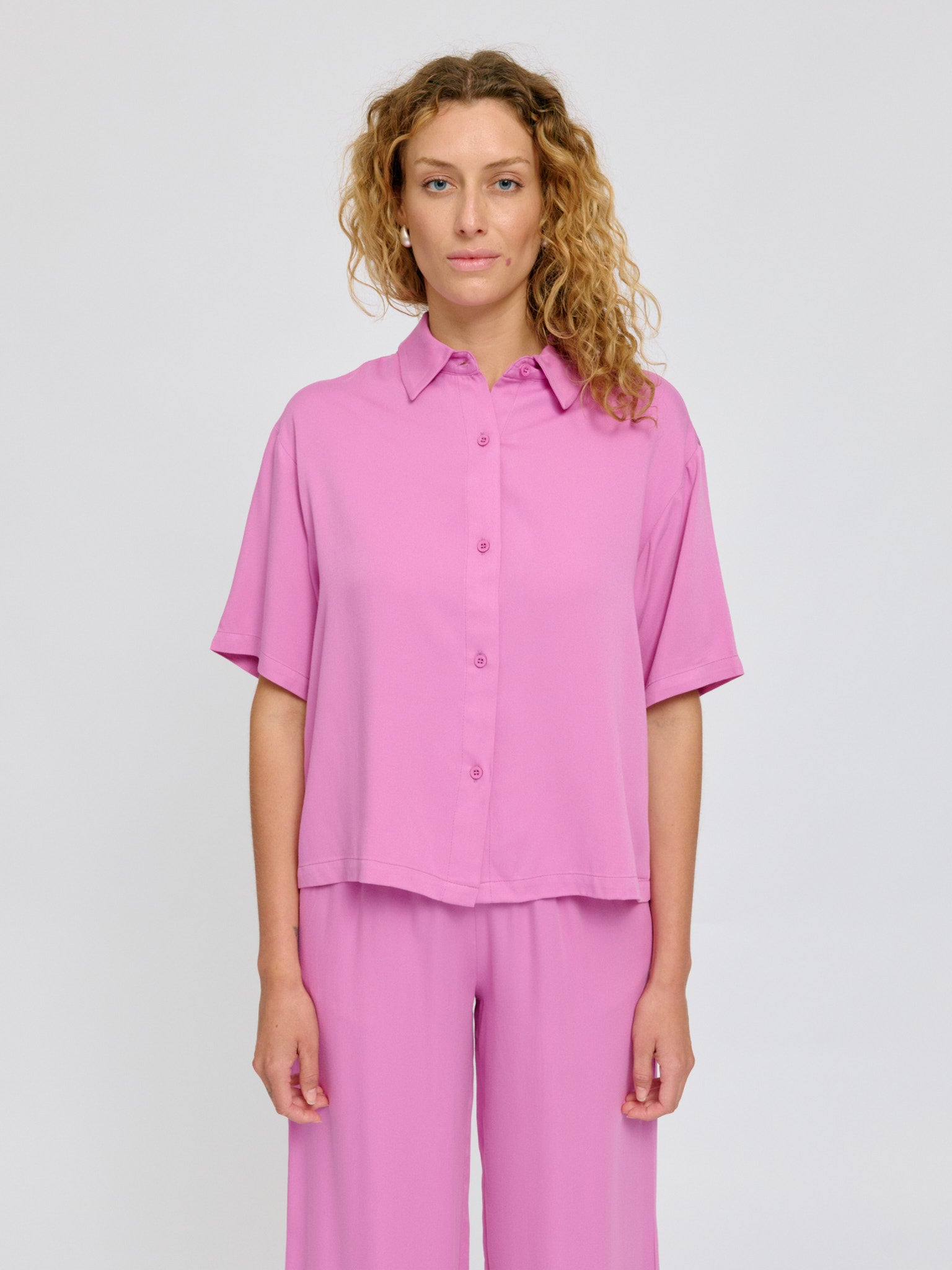 Mazine Short Sleeve Viscose Shirt Bluse pastel blue S