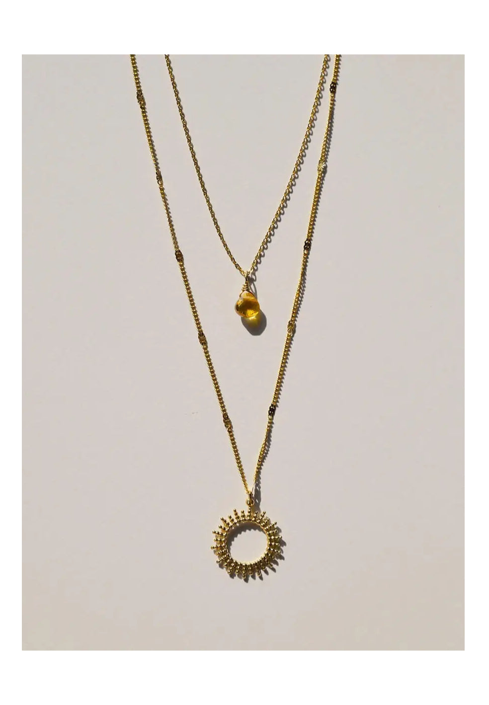 Vinoos Necklace Gold Sun Kette Sonne Edelstahl grün