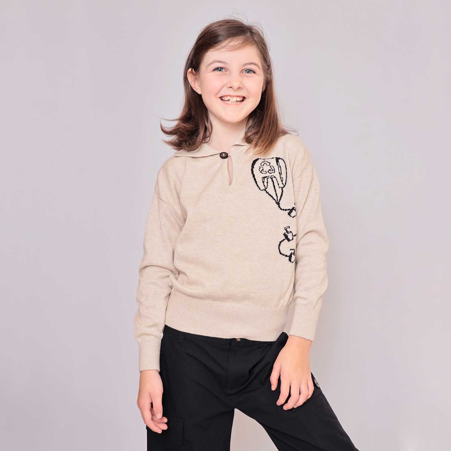 Infantium Victoria Pullover Beige Drache Gr.116 Bio