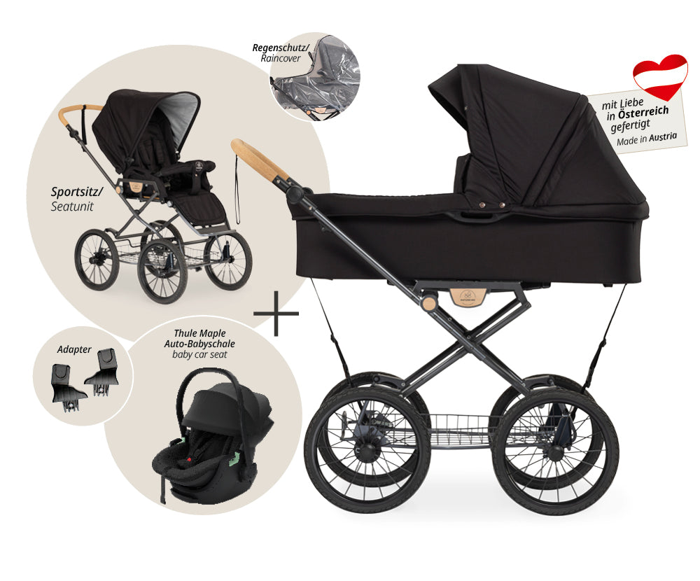 Naturkind Ida 3in1 Kinderwagen Cord Cognac mit Autoschale