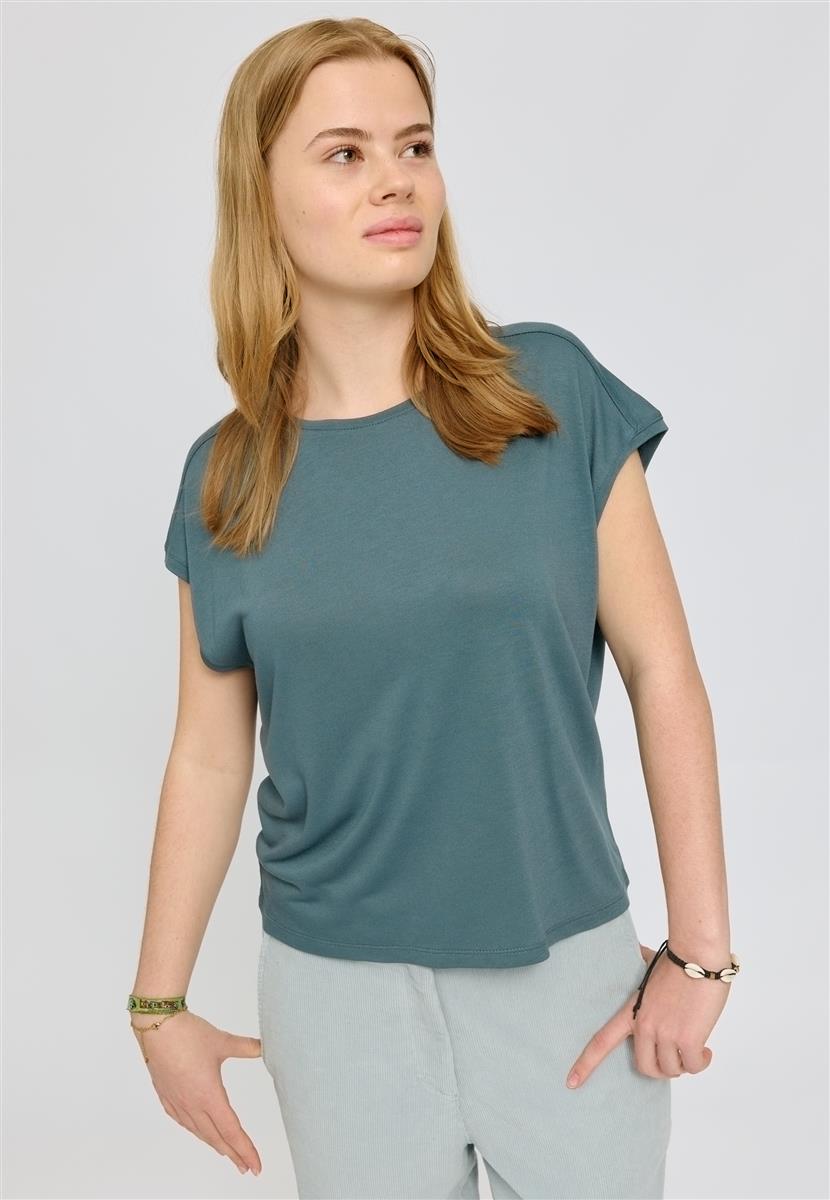 Marlowe Nature Ecovero Viscose Cropped T-Shirt steel blue
