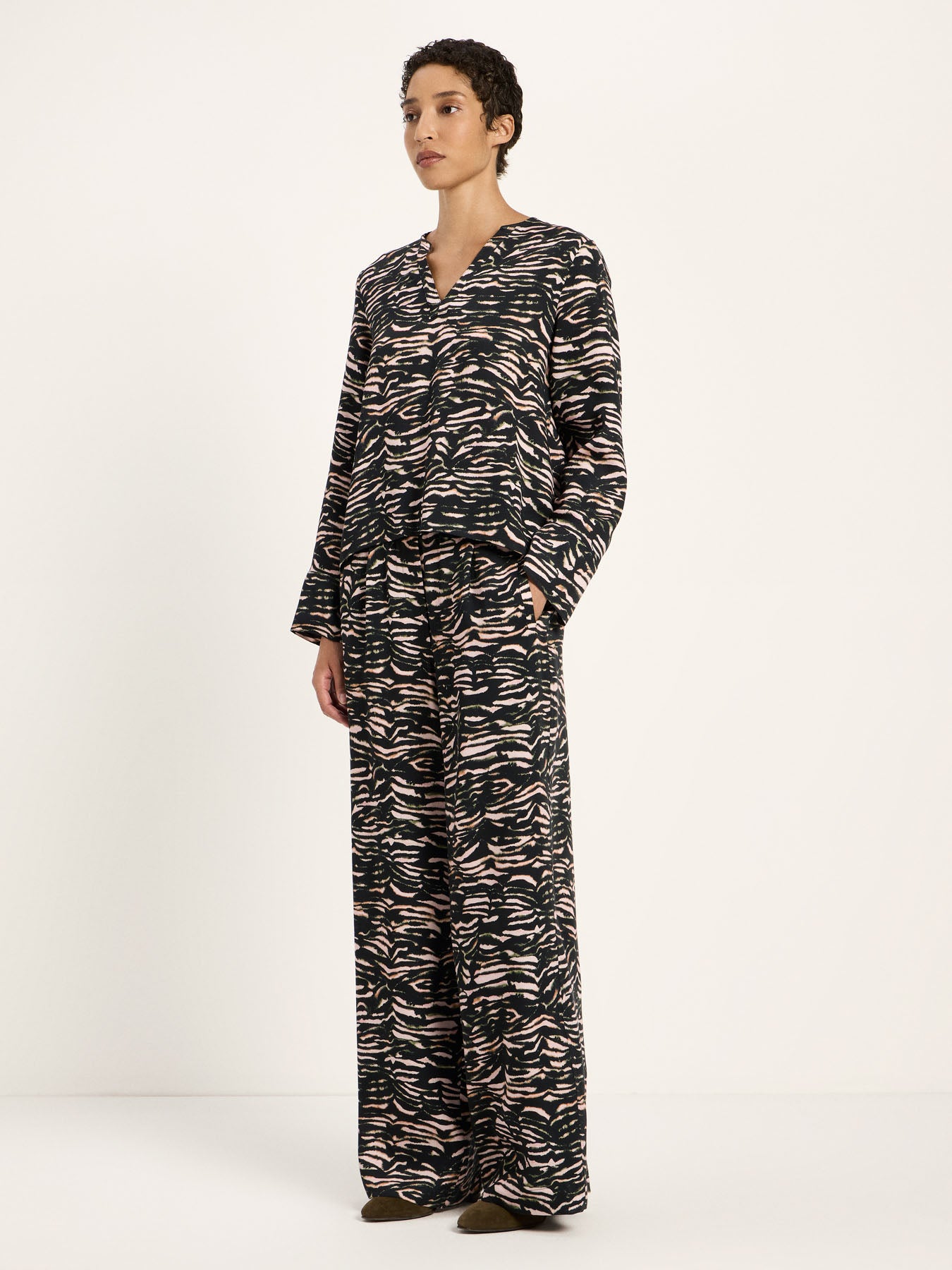 Marlowe Nature Bluse Animal Stripes rose Viskose 38