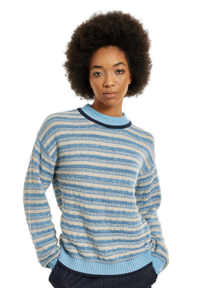 marlowe nature Cotton Stripe Pullover light blue Bio Gr. S