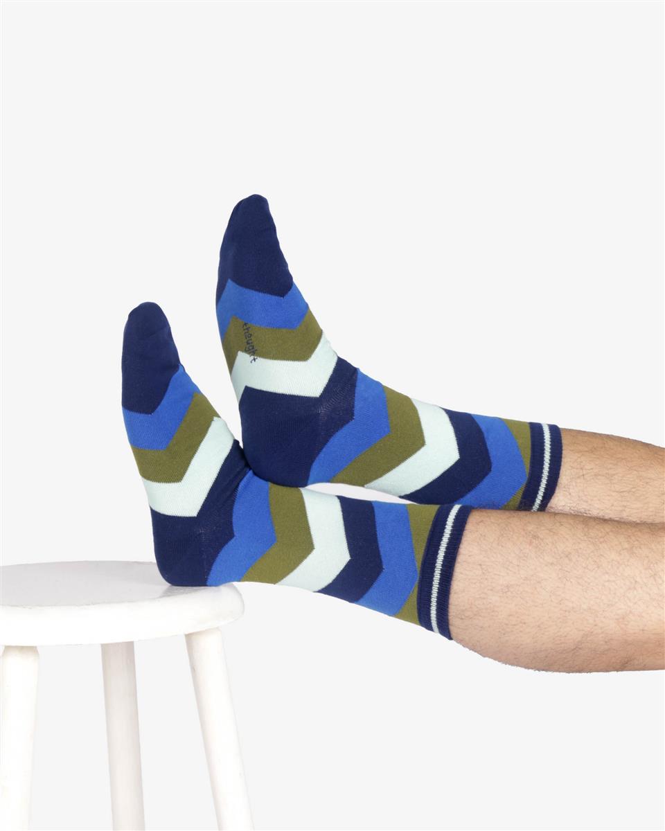 marlowe nature Zig Zag Stripe Socken midnight blue Bambus