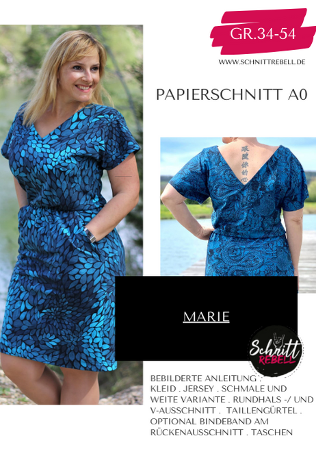 Schnittrebell Marie Papierschnittmuster Kleid Gr. 34-54