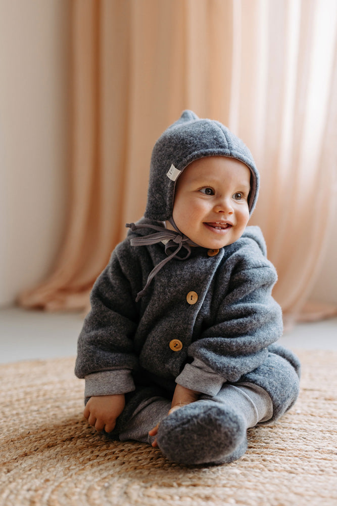 Naturkind Wollfleece Overall mit Knöpfe Babyoverall Grau GOTS