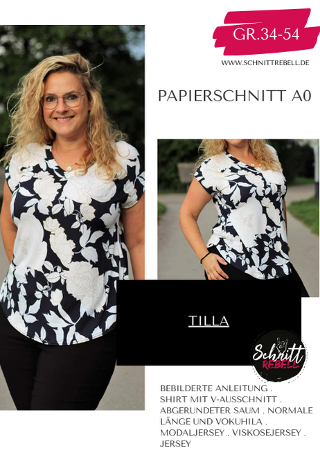 Schnittrebell Papierschnitte Tilla Shirt Gr.34-54 V-Ausschnitt