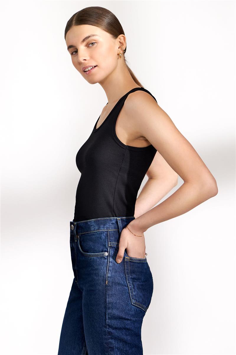 Marlowe Nature Tank Ribbed Rippentop Bio-Baumwolle black