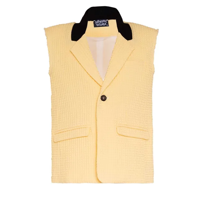 Infantium Victoria Blazer Ärmellos Gelb Waffle Baumwolle