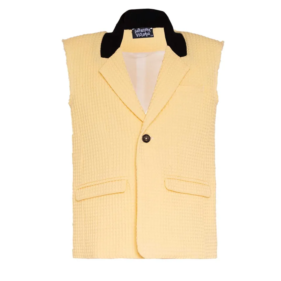 Infantium Victoria Blazer Ärmellos Gelb Waffle Baumwolle