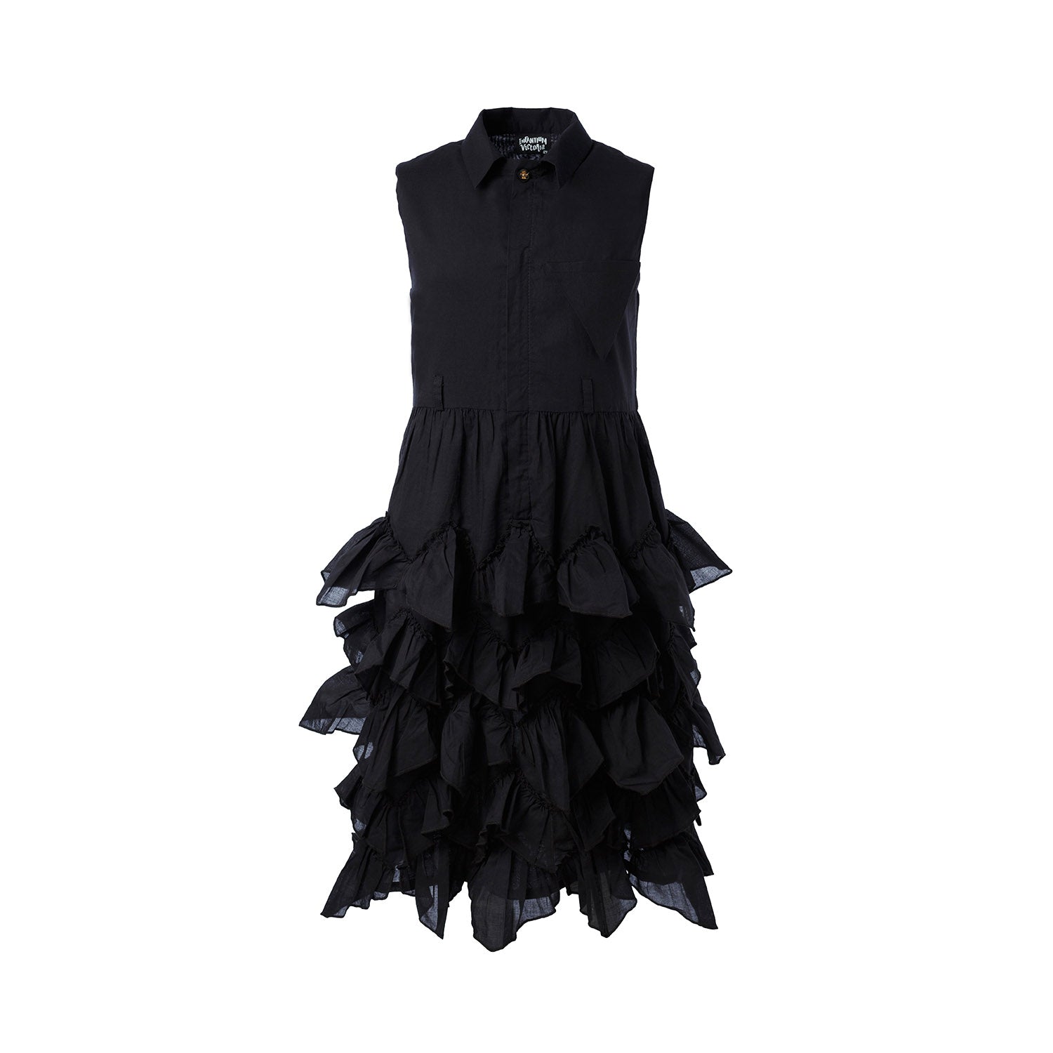 Infantium Victoria Hemdkleid Schwarz Gr 128 Baumwolle Rüschen