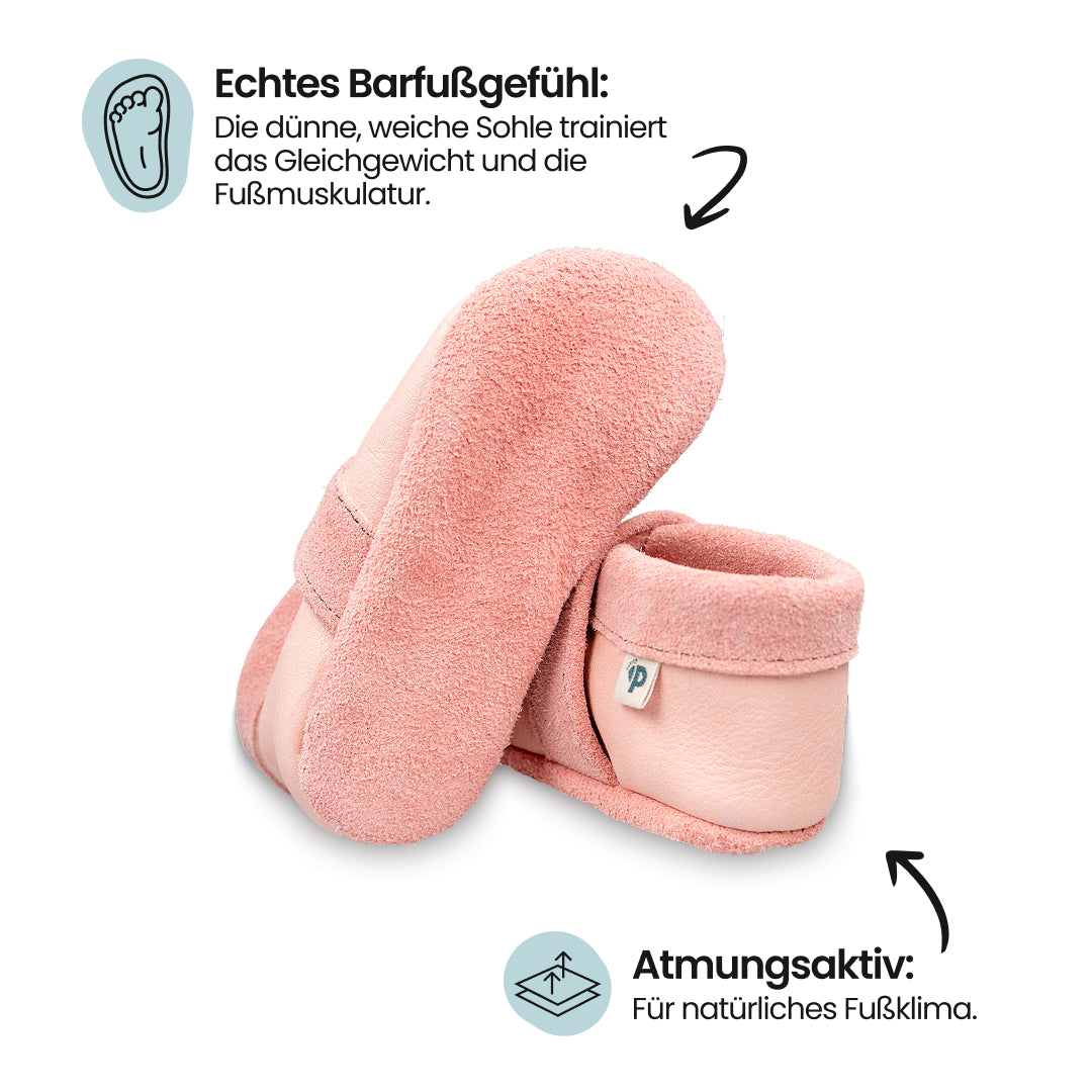 Pantolinos Erdbeere Barfußschuhe rosa Mädchen Naturleder
