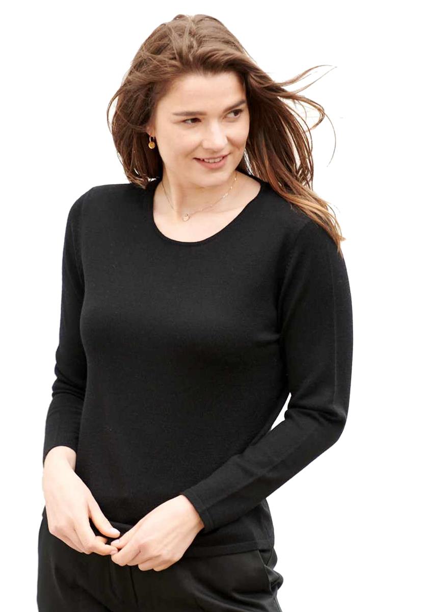 marlowe nature Rundhalspullover Pullover weiß Bio-Merinowolle