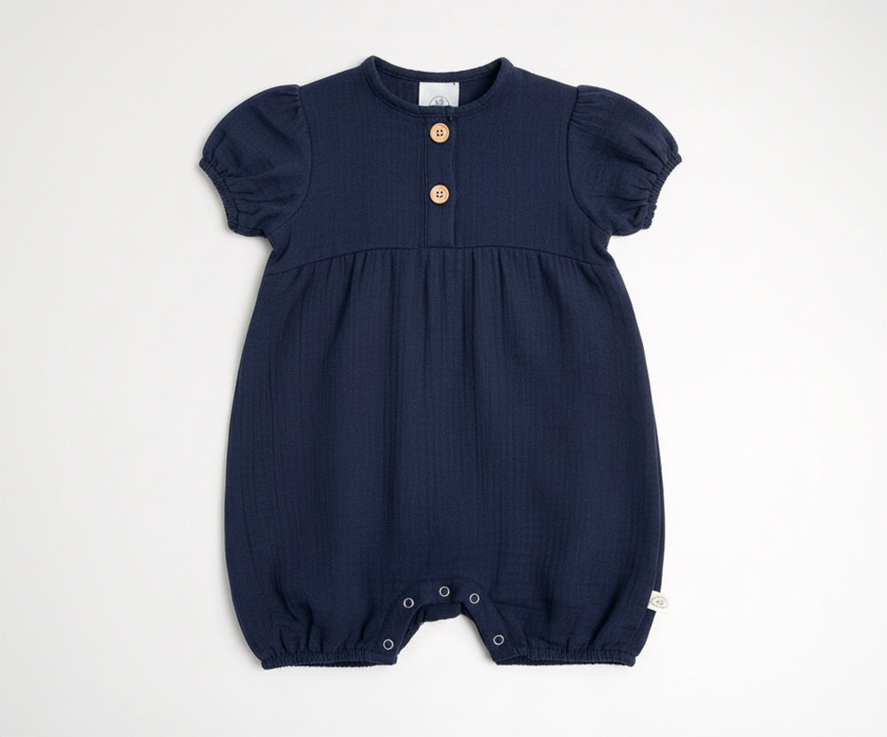 Naturkind Musselin Sommer-Overall GOTS Navy 50/56 Baumwolle