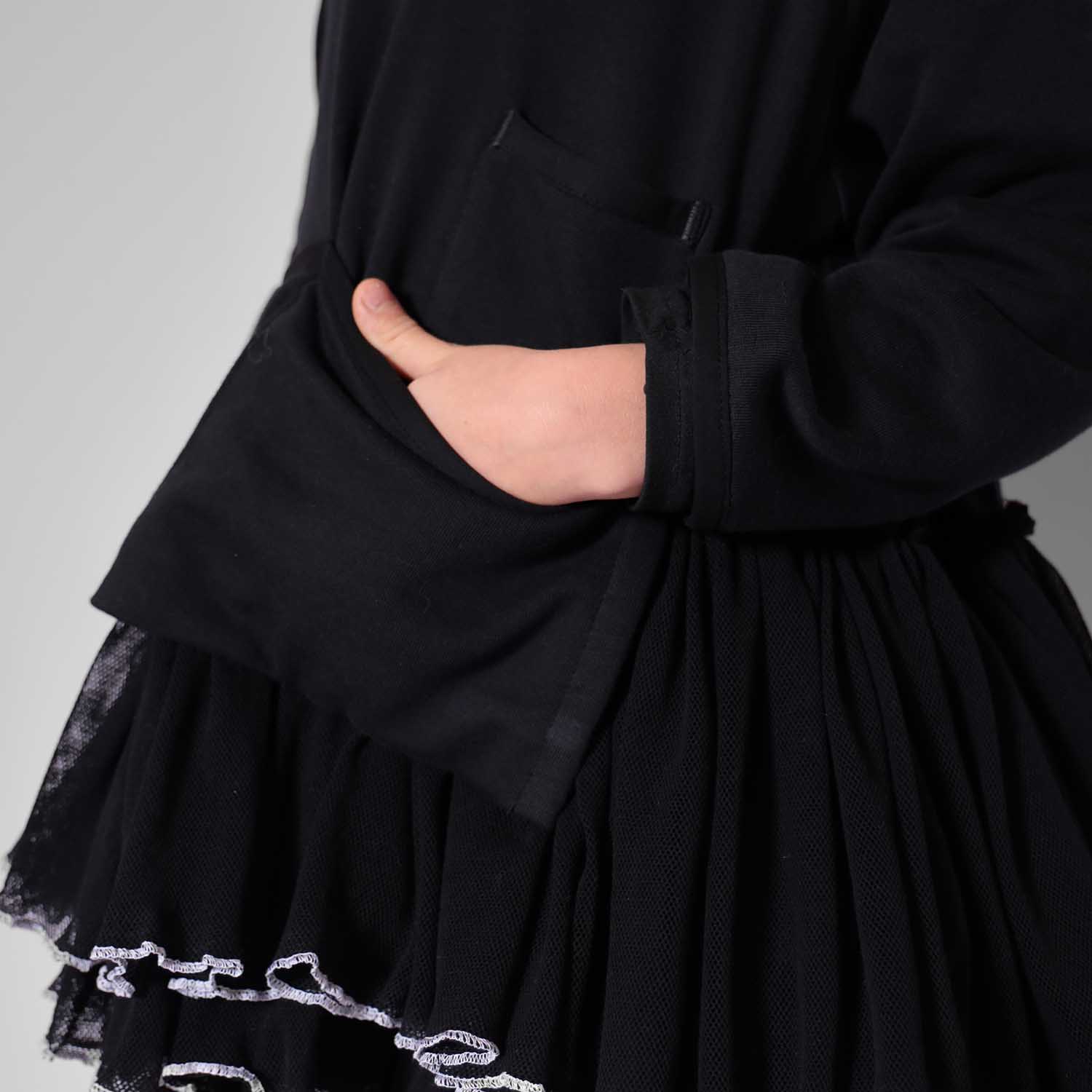 Infantium Victoria Drama Hoodie Mädchen schwarz Tüll Rüschen