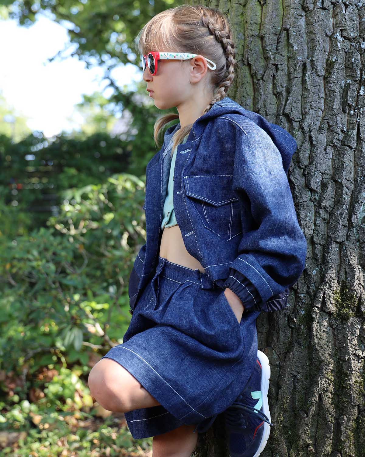 Infantium Victoria Denim Culotte Grün 128 Hanf Baumwolle