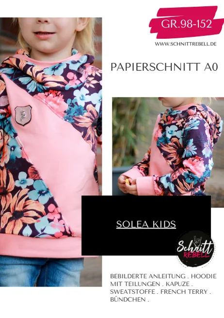 Schnittrebell Solea Kids Gr. 98-152 Papierschnitt Hoodie Kinder