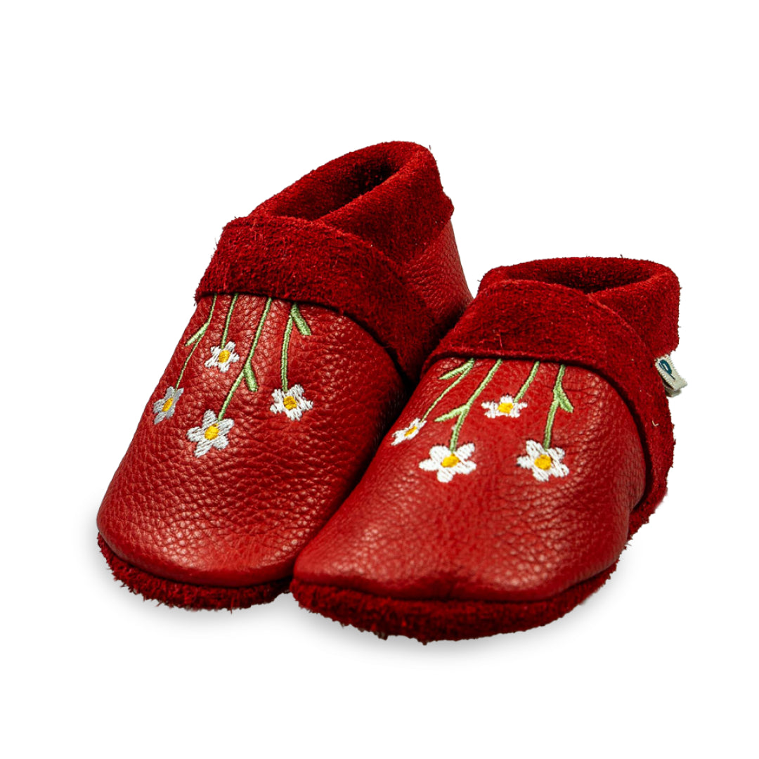 Pantolinos Plus Gänseblümchen Barfußschuhe himbeer Naturleder
