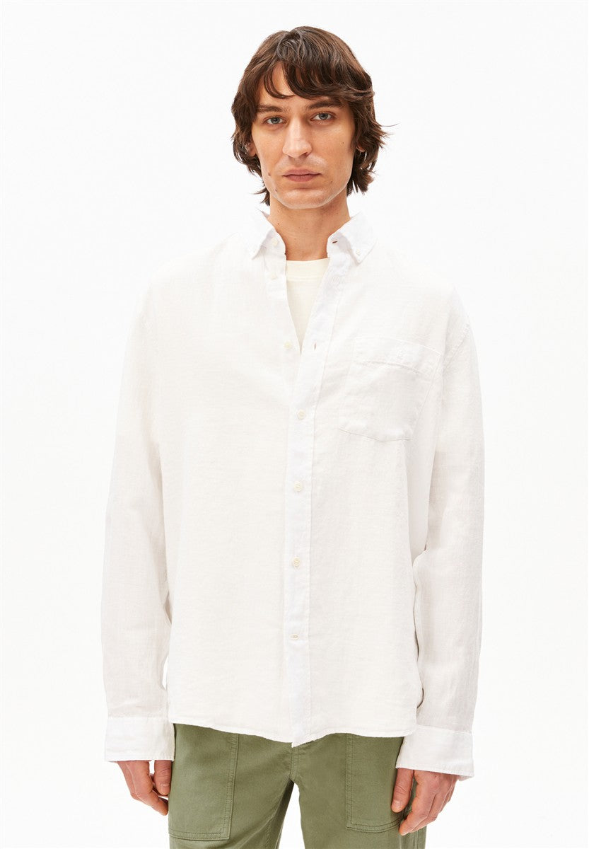 Armedangels Linen Longsleeve Hemd Herren white L Leinen