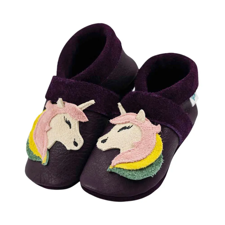 Pantolinos Einhorn Barfußschuhe purpur Naturleder