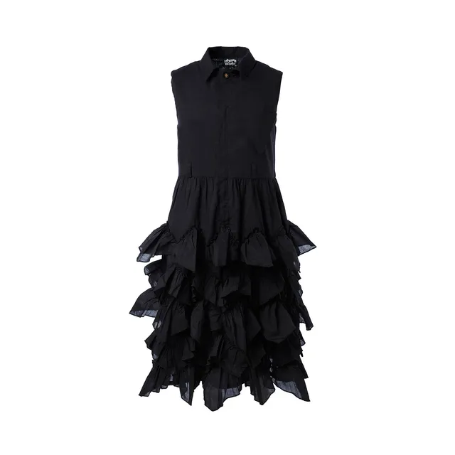 Infantium Victoria Hemdkleid Schwarz Gr 128 Baumwolle Rüschen