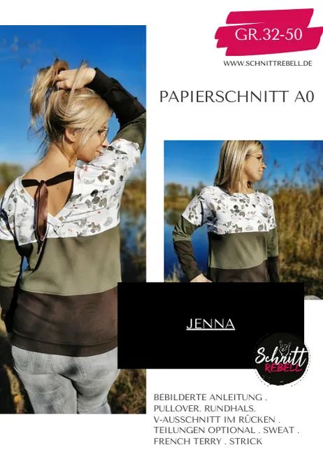 Schnittrebell Papierschnitte Jenna Pullover Gr.32-50 Rücken-V