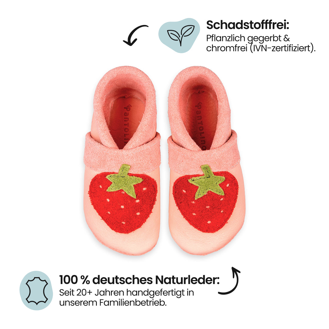 Pantolinos Erdbeere Barfußschuhe rosa Mädchen Naturleder