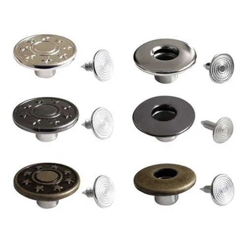 Kam Snaps Metal Snaps Jean Buttons 17mm Silber 25 Sets